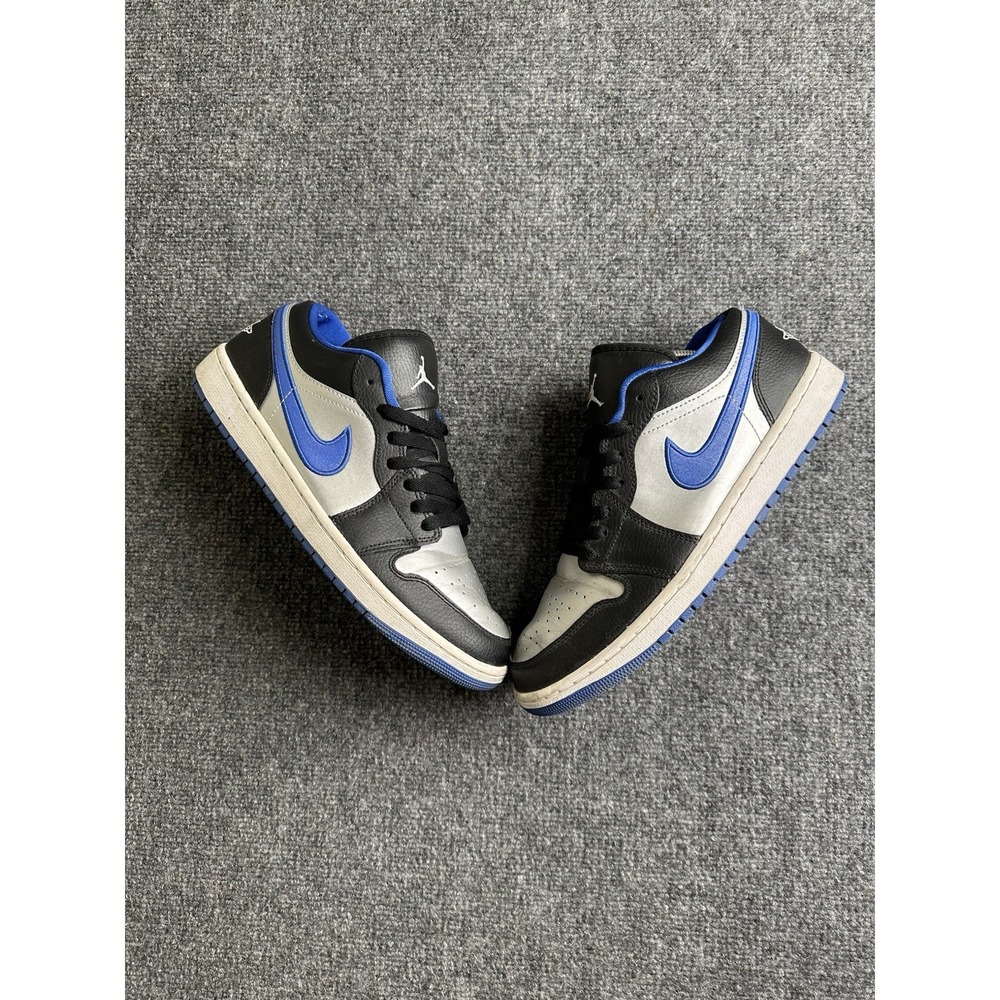 Men's 2024 Air Jordan 1 Low Black Royal Blue White Sneakers, Size 11